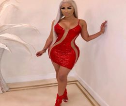 NEW Bodycon Birthday Dresses Women Sexy See Through Mesh Red Christmas Party Dress fz10078624903