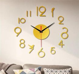 Decorative Clock Watch Modern Diy Mute Wall Home Decor Office 3d Mirror Surface Sticker Clocks Giant Frameless Tool8791929