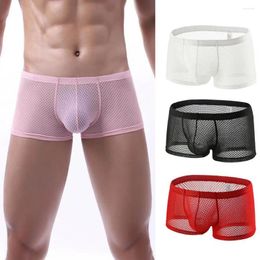 Underpants Men Slim Fit Shorts Briefs High Elasticity Underwear Breathable Mesh Men's With Elastic For Summer