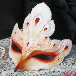 Party Supplies Chinese Soul Crop Hand-painted Half Face Mask Dance Phoenix Dress Up Antique Hanfu Accessories And Masked Ball Girls' Gift