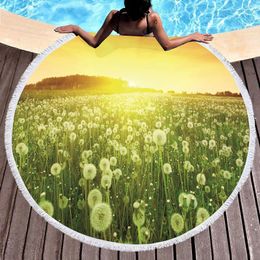 Towel Oversized Round Dandelion Beach Blanket In The Sunset Sand-free Quick-drying Absorbent Bath