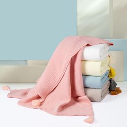 Blankets 120x150cm Baby Receiving Blanket Sleepsack Soft Cotton 4 Layers Muslin Gauze Swaddle Wrap Solid Colour Sleeping Bag Infant