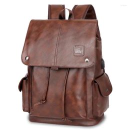 Backpack Tilorraine Men Shoulder Bag Men's Fashion Trend Casual Student Schoolbag Computer Travel PU Leather