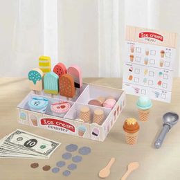 Kitchens Play Food Kitchens Play Food Wooden freezer game set Montessori pretend game ice toy childrens kitchen food toy WX5.21