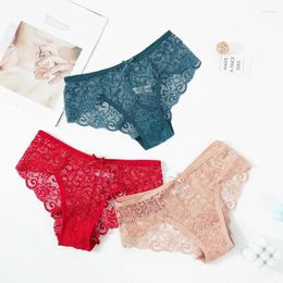 Women's Panties Fashion Sexy Comfortable Briefs Exquisite Crotchless Shorts Solid Lace Hollow Out Underwear Women Low-Rise