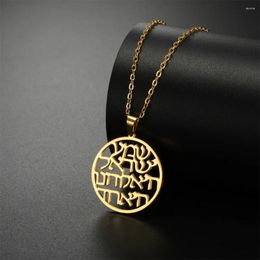 Chains Jeshayuan Hebrew Letter Ethnic Necklace For Men Women Jewish Pendant Stainless Steel Israel Amulet Chain Male Jewelry