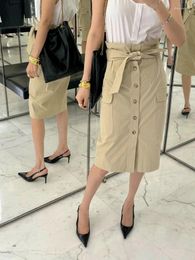 Skirts Women's Casual Skirt Summer High Waist Beige Female Chic Luxury Bust For Ladies 2024 Gdnz 5.17