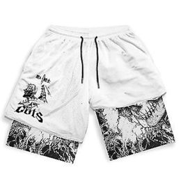 The Huoying series of shorts with 3D digital printing dragon bead double-layer beach pants are hot selling