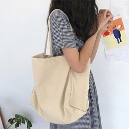 Shoulder Bags 2024 Women Shopping Girls Canvas Solid Colours Handbag Ladies Fashion Casual Foldable Student School Bag