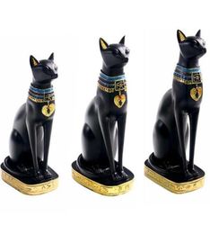 Resin Crafts Exotic Customs Figurine Statue Egyptian Cat Goddess Bastet Statue Home Decoration Gifts Home Vintage Ornaments T200717815071