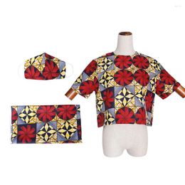 Women's Polos Women Africa Style Wax Fabric Short Ladies Blouse Ethnic Fashion Clothing