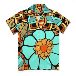 Men's Casual Shirts Vintage Ethnic Summer Shirt For Male Beach Colorful Flower Short Sleeve Street Style Novelty Oversized Blouses