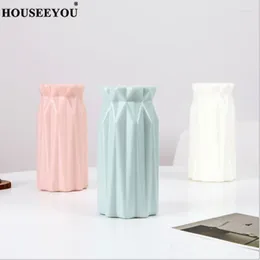 Vases Modern Nordic Plastic Flower Imitation Ceramic Flowerpot Decorative Mini Small Bottle Home Living Room Scandinavian Decor