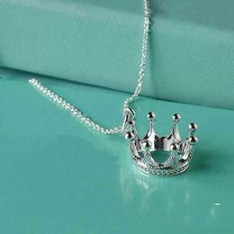 Designer's Brand Crown Necklace 925 Sterling Silver Plated 18K gold-plated crown necklace pendant collarbone chain