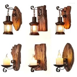 Wall Lamps Wooden For Living Room Wood LED Sconces Cafe Bar Bedroom Bedside Industrial Style Home Decoration Light Fixtures