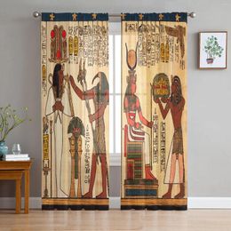 Curtain Egyptian Art Pattern Sheer Curtains For Living Room Decoration Window Kitchen Tulle Voile Organza