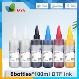 Ink Refill Kits 100ML DTF For L805 L1800 Printer Film Transfer PET Melt Powder 6 Bottles 2White