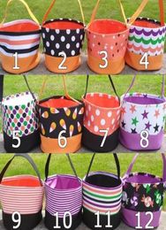 Halloween Bucket Favours Polka Dot Bat Striped Polyester Candy Collection Bag Halloween Trick or Treat Pumpkin Bags Party Decoratio6998485