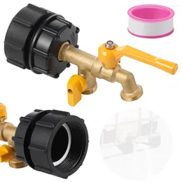 Bathroom Sink Faucets IBC Tote Tank Faucet Adapter 2.36" Thread Plastic Connectors With 2 Brass Container Connector For Garden Hose