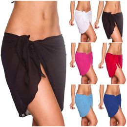 Women's Beach Bikini Cover Up Solid Colour Pareo Chiffon Wrap Skirt Sarong Scarf Beachwear Bathing Suit Swimsuits