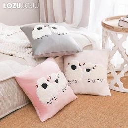 Pillow LOZUJOJU Cartoon Cute Pink Lamb Cases Embroidered Style Sofa Seat Car Cover 45x45cm Home Decoraction
