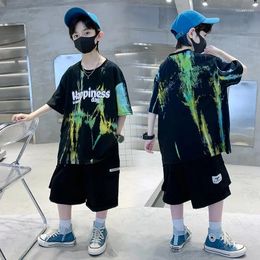 Clothing Sets Teenager Boys Fashion Suits Kids Summer S Print T-Shirt Shorts 2PC/Sets Casual Outfits 5-14 Years Old