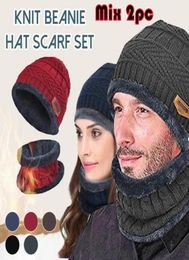 Winter hat cap Sombrero de invierno Unisex Thermal Plush Hat Scarf Woolen Cap Cycling Windproof Twopiece Suit Sombreros2885045