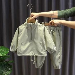 Clothing Sets Half-zip Children's Jogging Suit Toddler And Baby Sportswear Boys Drawstring Hoodie Pants Set 1-12Years