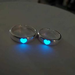 Couple Rings Luminous Ring for Couple Creative Glowing in the Dark Player 1 Player 2 Matching Gaming Ring for Women Valentines Day Gift S2452301