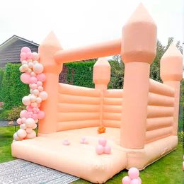 Großhandel weiches Spiel Beige aufblasbares weißes Bounce House mit Ballpool und Slide Kids Jumpers Mini Kleinkind Sprungbrunnenschloss 13x13ft