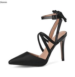 Rontic 2020 Donne fatte a mano sandali sexy nodo tacchi a spillo sandali puntati di punta eleganti scarpe da festa nera da donna US US Plus size 5159627562