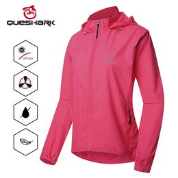 QUESHARK Women Windproof Waterproof Reflective Cycling Jacket MTB Bicycle Long Sleeve Windbreaker Sleeveless Vest Bike Coat 240522