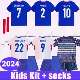 2024 frENcH MBAPPE Kids kit Soccer Jerseys FOFANA CAMAVINGA KOLO MUANI SALIBA CLAUSS KANTE TCHOUAMENI Training Wear Home Away Football Shirts