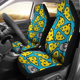 Car Seat Covers Cheese Mouse Pattern Print Cover Set 2 Pc Accessories Mats