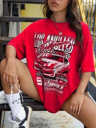 Los Angeles Auto Race Personality Graphic Women Tshirts Casual Cotton Tee Clothes Loose Street Shirtfashion Soft Tops Female 240517