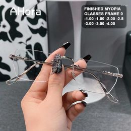 Sunglasses Frames Ahora Anti Blue Light Reading Glasses Rimless For Presbyopia Women Men Frameless Presbyopic Eyewear With Diopter 0 1.0 To