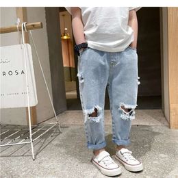 Kids Boys Summer Ripped New Fashion Children's Baby Loose Casual Jeans Pants Boy and Girl Trousers L2405