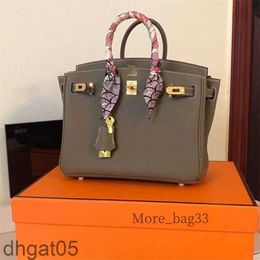 Designer Bags Womens Handbags Handmade Full hand sewing wax thread 25 30 35 elephant grey gold buckle togo leather