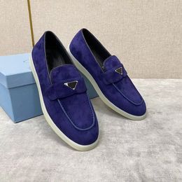 2024 Summer Walk Designer Mens Loafers Dress Sneakers Shoes Blue Casual Skate Shoe Flat Low Top Suede Cow Leather Oxfords Suede Moccasins Rubber Sole Gentleman Box