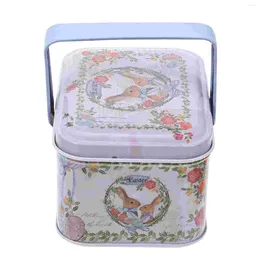 Storage Bottles Tinplate Box Pattern Gift Case Party Candies Holder Biscuit Gifts Easter Decor Cookies Baby Basket With Lid