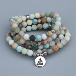 Strand Edothalia 8 mm matt gefrostet ite Perlen Mala Armband mit Lotus buddha Reiz Frauen Meditation Yoga Tropfen