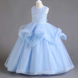 Youth Girls Holy Communion Dresses Age 6 8 To 10 13 14 Teenagers Elegant Party Prom Birthday Long Tulle Blue Baby Clothes L2405
