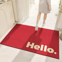 Carpets Hello PVC Rectangular Wire Ring Door Mat Home Decoration Red Foot Pad Bathroom Non-slip Outdoor Rug Mall El Elevator Floor