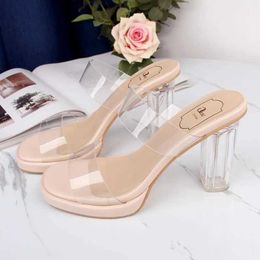 Dress Shoes Transparent footwear womens sandals summer shoes transparent PVC high pump wedding jelly Buty Damskie heels H240527