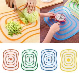 Table Mats Three Sizes Coloured Line Kitchen Non-slip Chopping Blocks Tool Flexible Transparent Cutting Board PP Boards