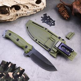 New A2580 Survival Straight Knife D2 Titanium Coating Drop Point Blade Full Tang FRN Handle Outdoor Tactical Knives with Kydex