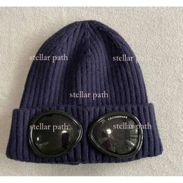 Beanie Hat Designer High Quality Two Lens Glasses Goggles Beanies Men Cp Knitted Hats Skull Caps Outdoor Women Uniesex Winter Beanie Black Grey 314