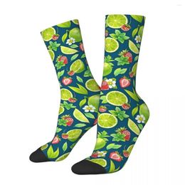 Men's Socks Strawberry And Lime Harajuku Super Soft Stockings All Season Long Accessories For Unisex Birthday Present