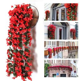 Decorative Flowers Silk Violet Wall Hanging Artificial Flower Rattan Garden Simulation Fake Vine Home Decor Wedding Indoor Outdoor