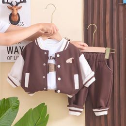 Clothing Sets Baby Boy Valentines Day Outfit Toddler Set Spring Autumn Sprot Cartoon Dog Cardigan Coats White T-shirts Pants Boys Suit